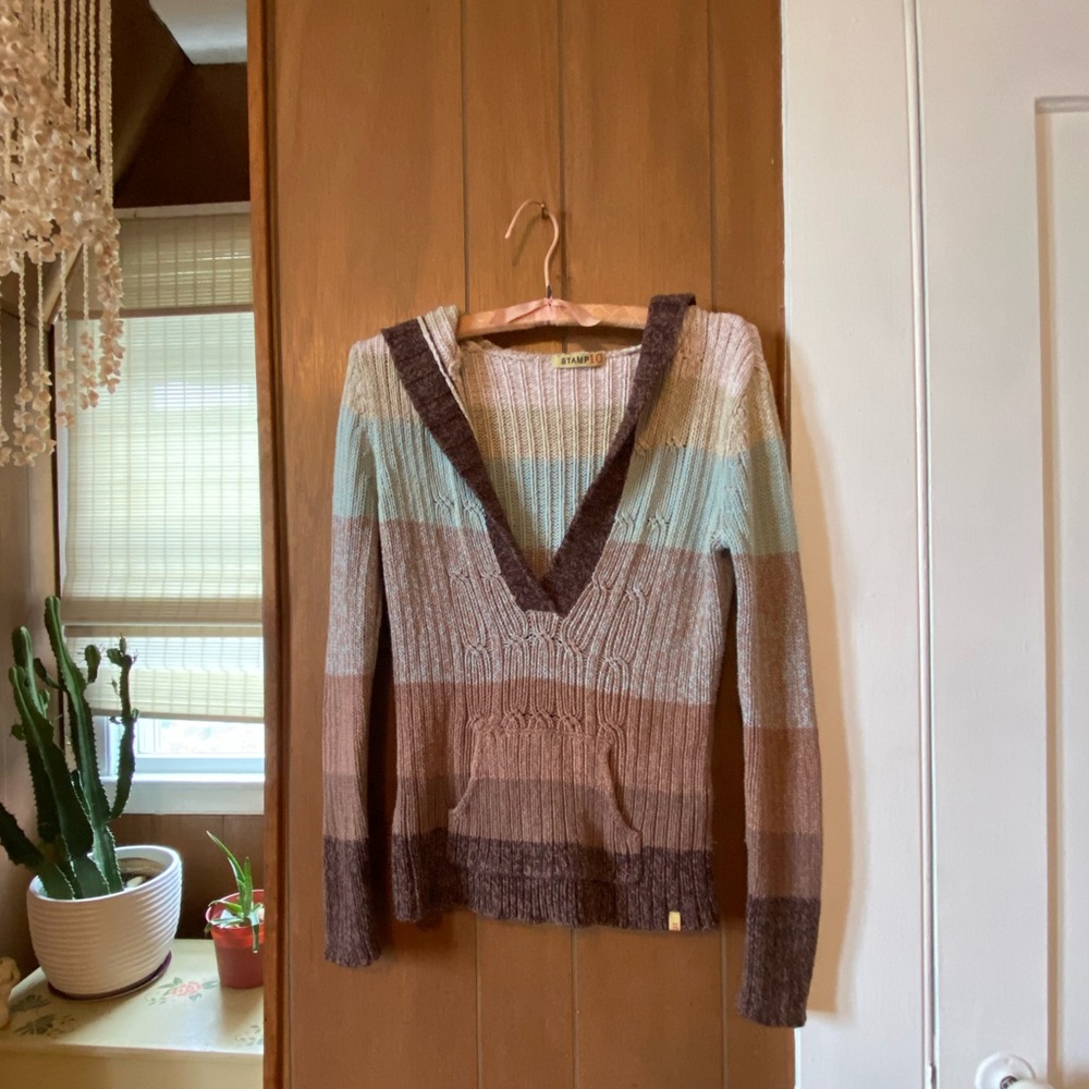 Striped hooded sweater